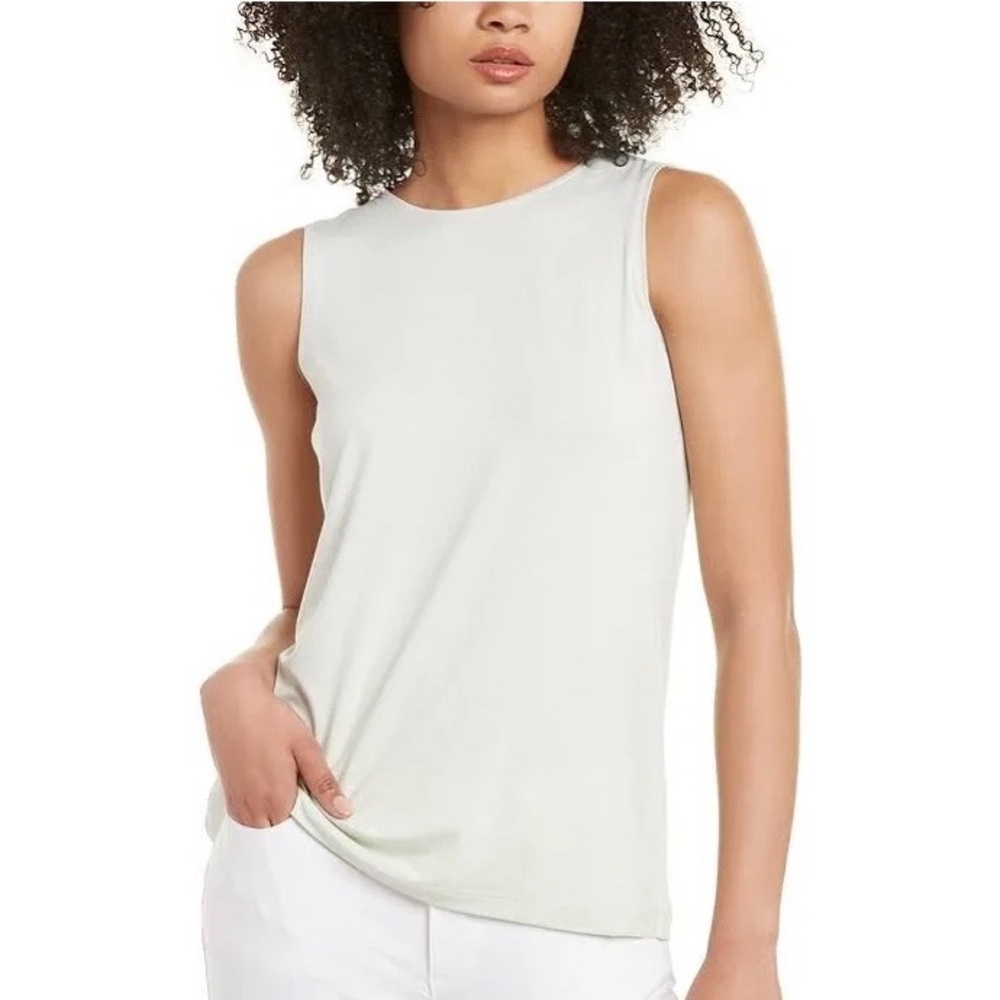 EILEEN FISHER Size Medium Crew Neck Tank Top Viscose Green Lightweight Women